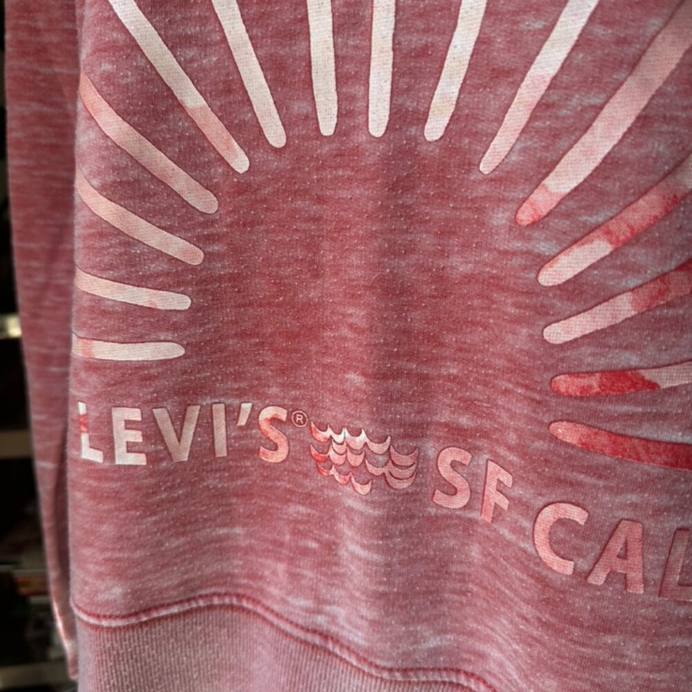 Levi's Womens Distressed Terry Sweatshirt, XL, Coral, Vintage Style - Picture 4 of 14